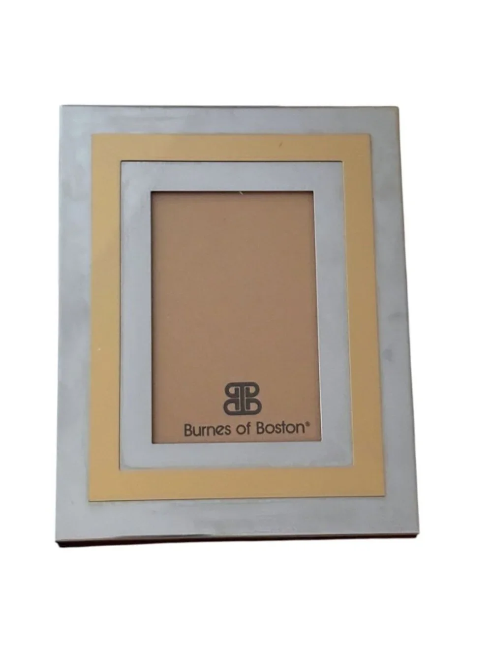 BURNES of BOSTON Photo Frame Silver Gold Metal Desk or Wall Vintage Modern Deco